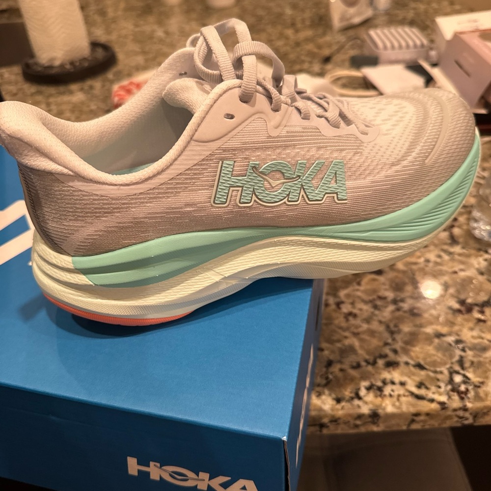 Hoka Women's Gray and Mint Running Shoes